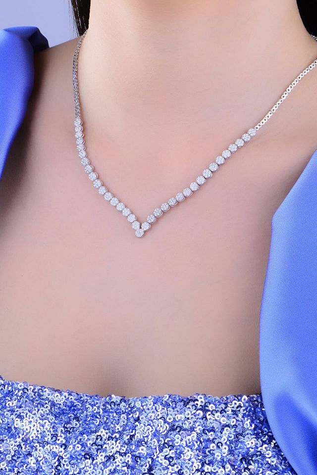 925 Ayar Gümüş Damla Salkım Pırlanta Montür Su Yolu Set