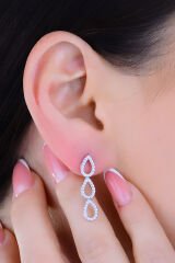 925 Ayar Gümüş Damla Salkım Pırlanta Montür Su Yolu Set