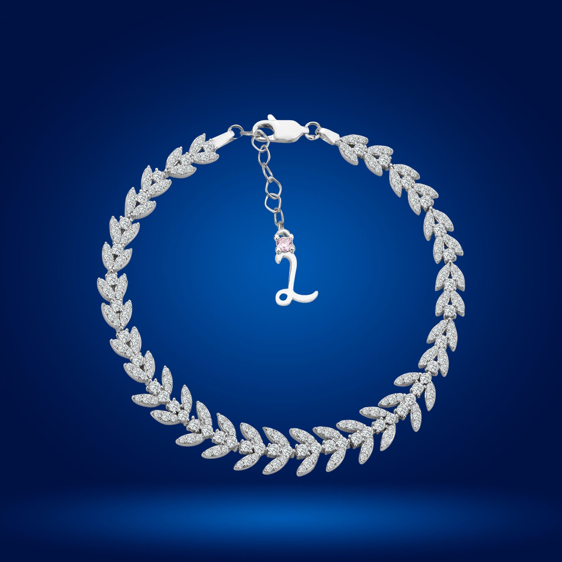 925 Ayar Gümüş Buğday Model Zincir Harfli Su Yolu Bileklik L