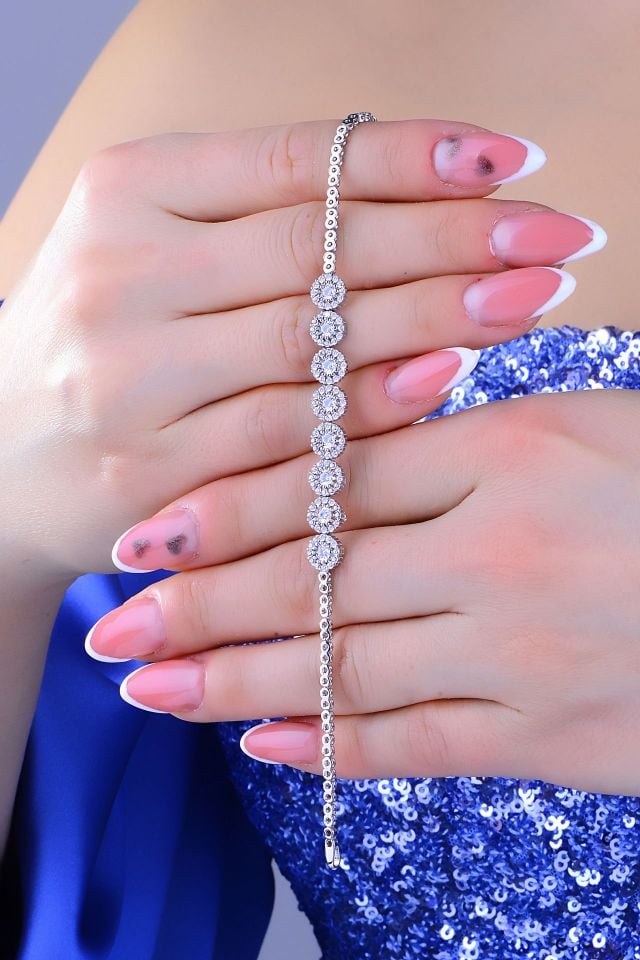 925 Ayar Gümüş Tek Taş Pırlanta Montür Su Yolu Set