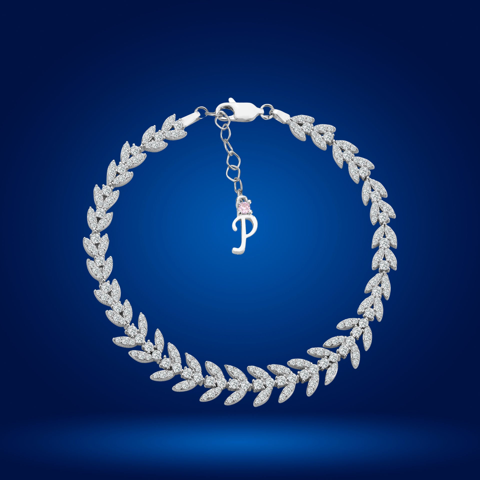 925 Ayar Gümüş Buğday Model Zincir Harfli Su Yolu Bileklik P