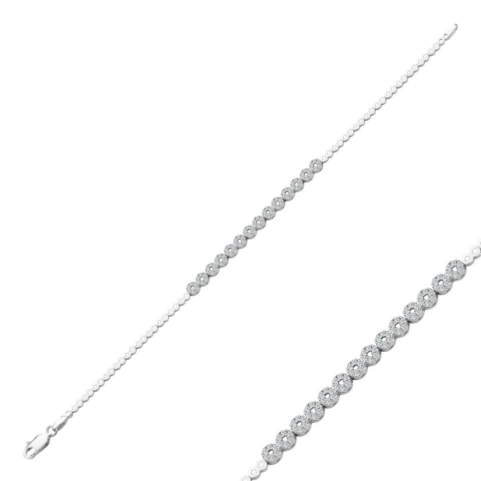 925 Ayar Gümüş Pırlanta Montür Sonsuzluk Zincir Harfli Su Yolu Bileklik