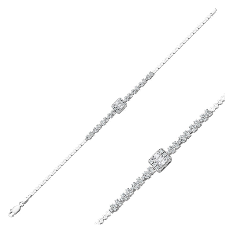 925 Ayar Gümüş Baget Zincir Harfli Su Yolu Bileklik