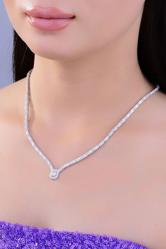 BARIŞ TAKI Kadın 925 Ayar Gümüş  2 Sıra Baget Su Yolu Set