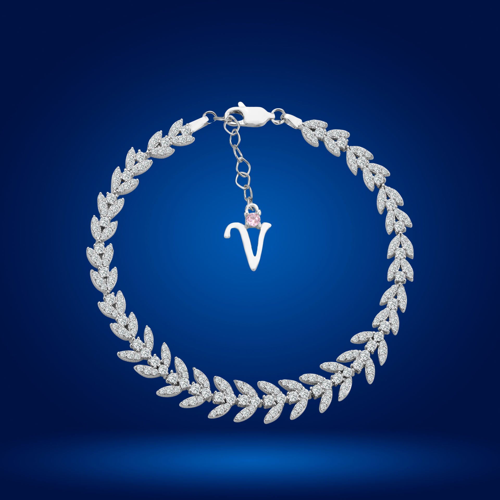 925 Ayar Gümüş Buğday Model Zincir Harfli Su Yolu Bileklik V