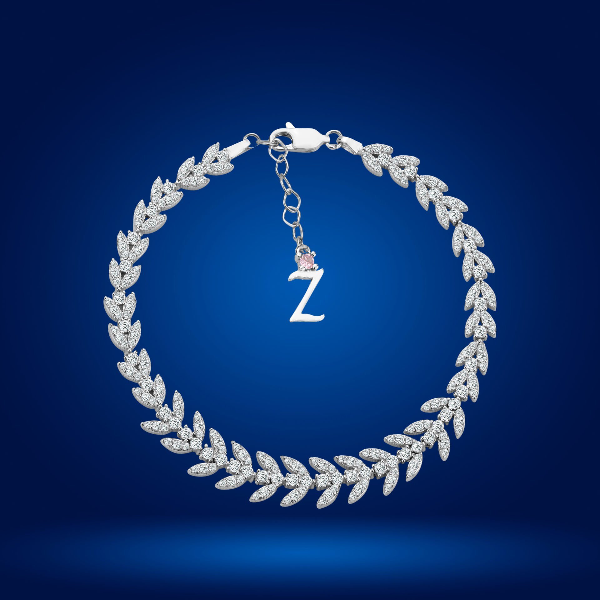 925 Ayar Gümüş Buğday Model Zincir Harfli Su Yolu Bileklik Z