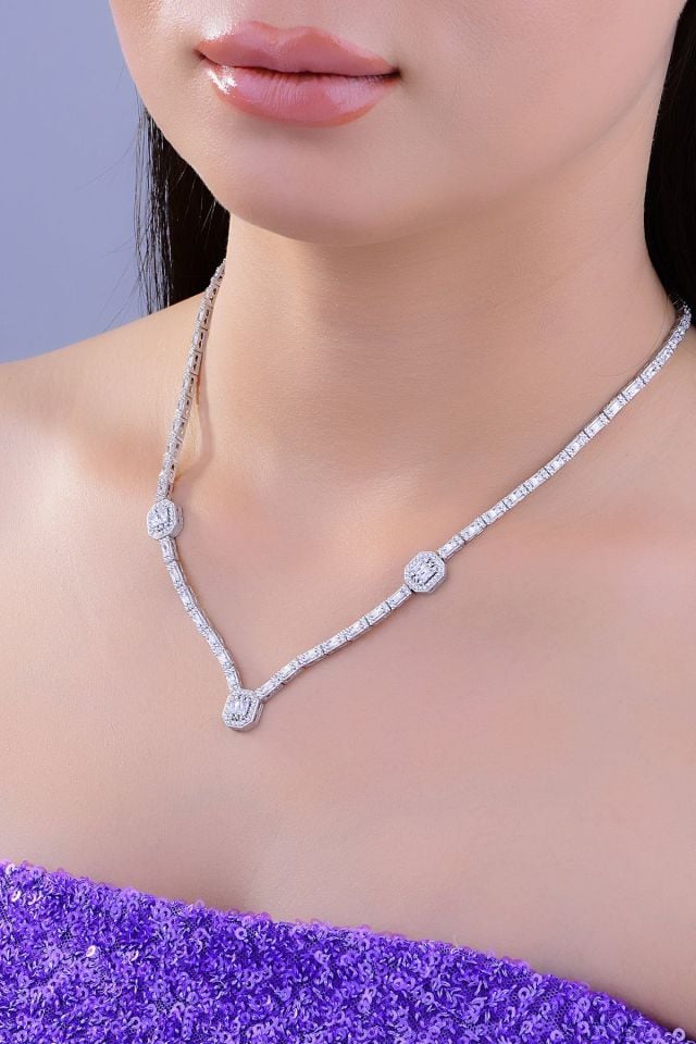 BARIŞ TAKI Kadın 925 Ayar Gümüş Tam Tur Baget Sıralı Su Yolu Set