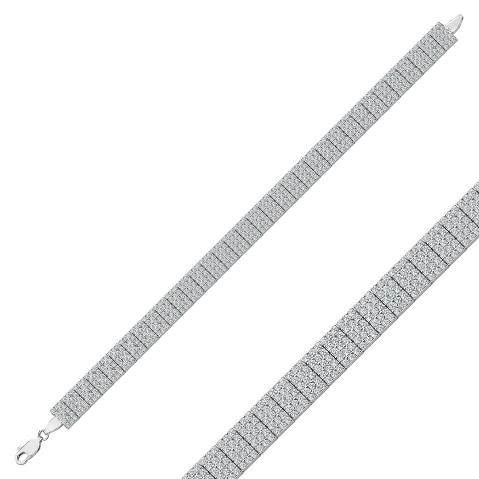 925 Ayar Gümüş 5 Sıra Ful Taşlı Harfli Su Yolu Bileklik