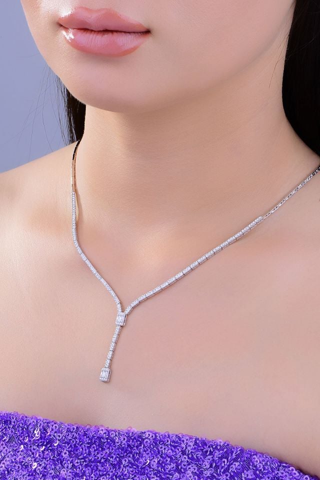 BARIŞ TAKI Kadın 925 Ayar Gümüş Üç Taş Baget Sıralı Su Yolu Set