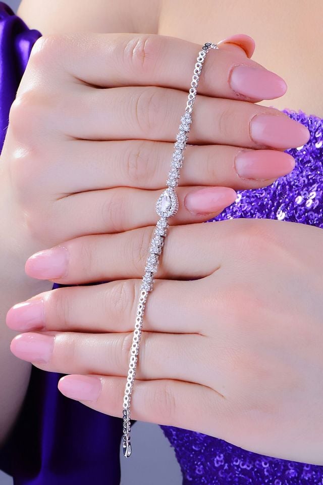 BARIŞ TAKI 925 Ayar Gümüş Damla Montör Su Yolu Bayan Düğün Seti