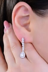 BARIŞ TAKI 925 Ayar Gümüş Damla Montör Su Yolu Bayan Düğün Seti