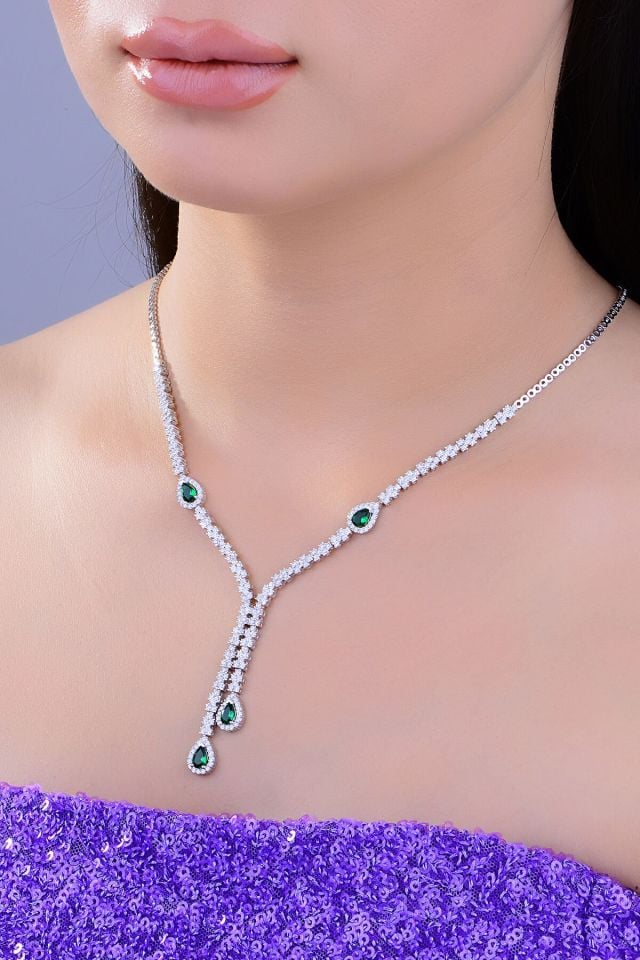 BARIŞ TAKI 925 Ayar Gümüş Damla Montör Su Yolu Bayan Düğün Seti