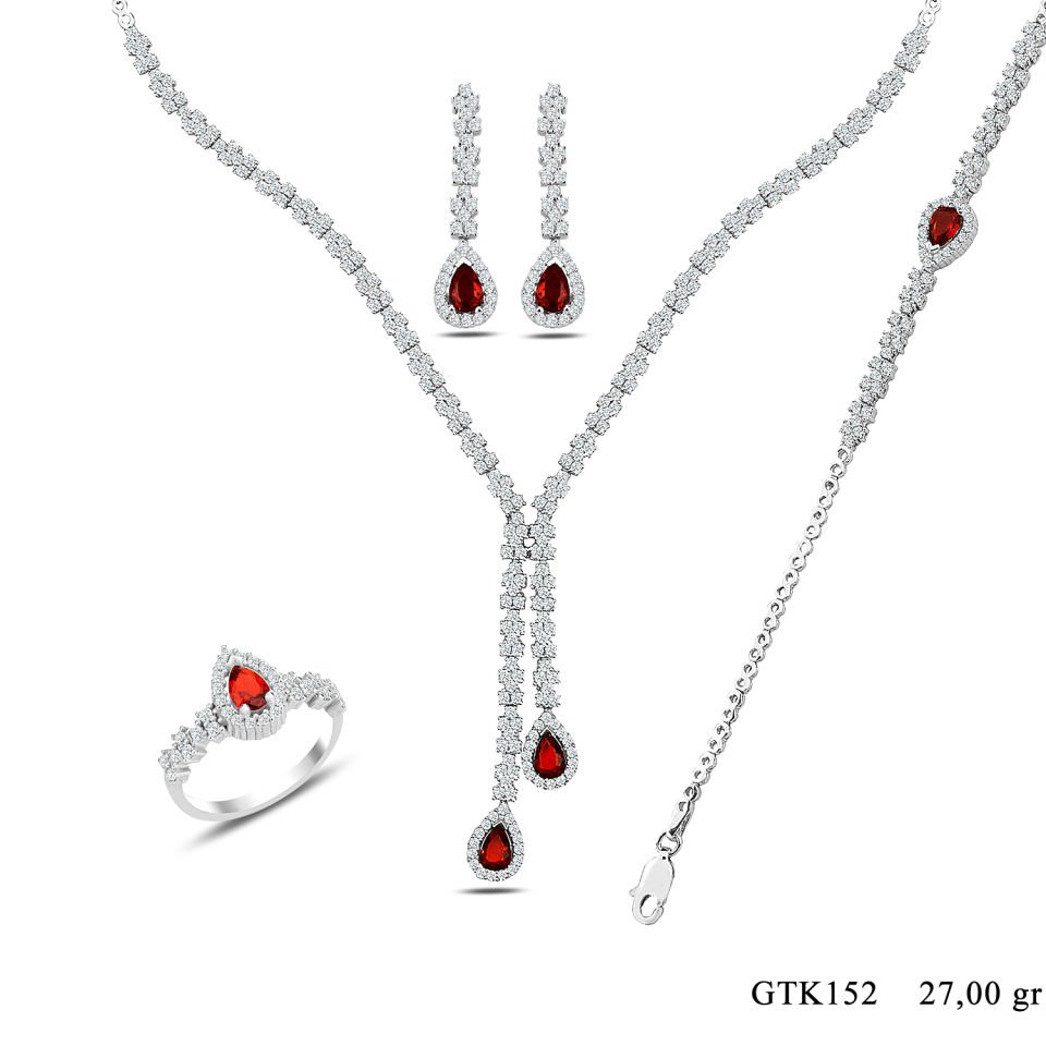 BARIŞ TAKI 925 Ayar Gümüş Damla Montör Su Yolu Bayan Düğün Seti