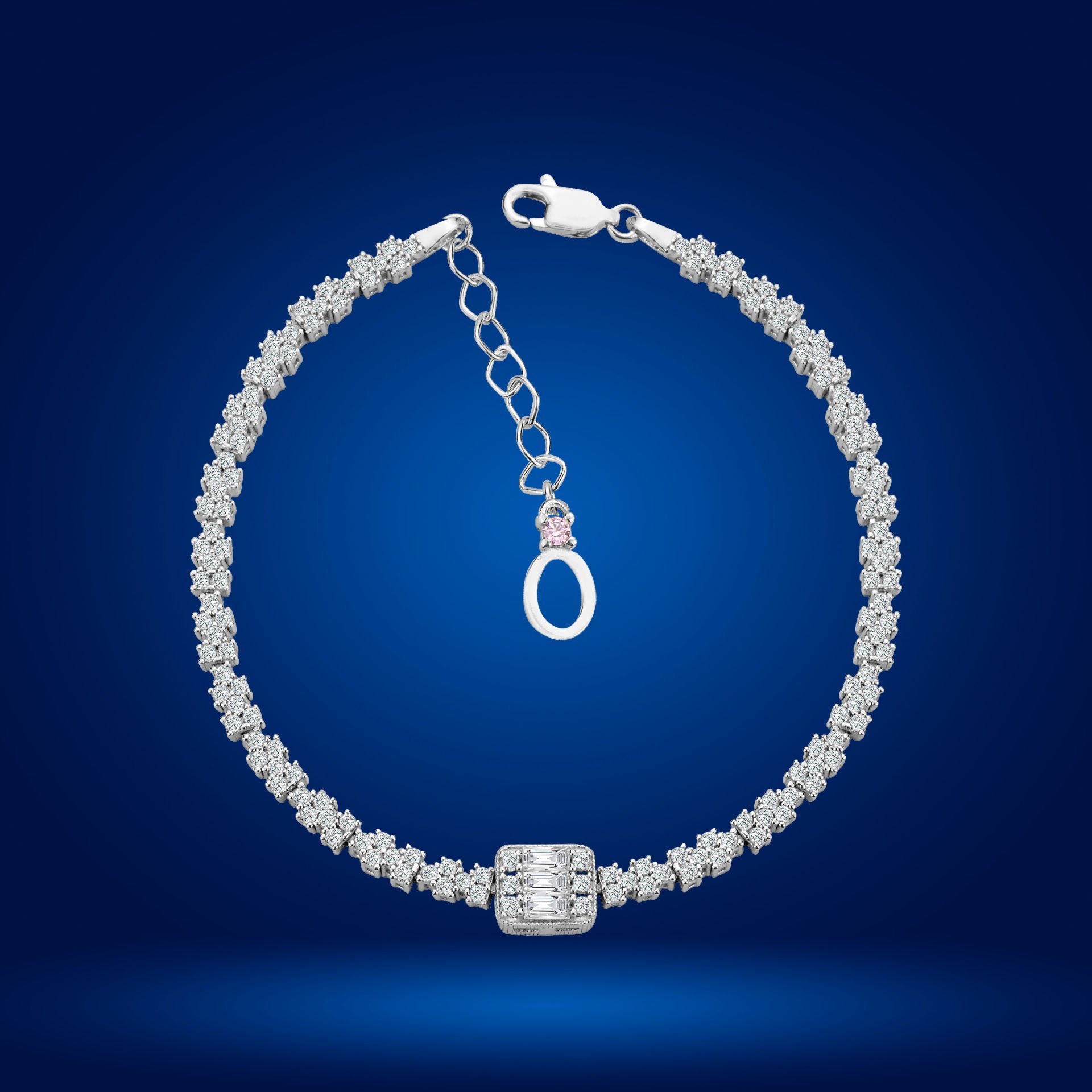 925 Ayar Gümüş Baget Model Zincir Harfli Su Yolu Bileklik O