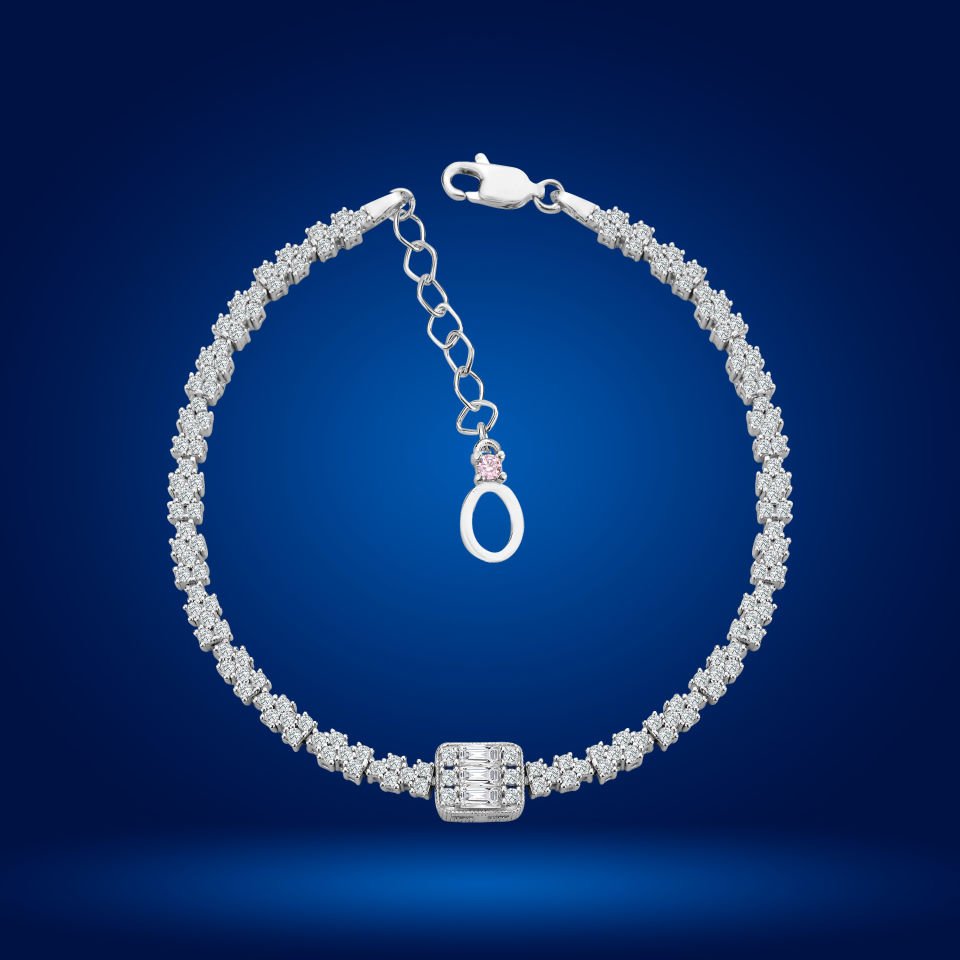 925 Ayar Gümüş Baget Model Zincir Harfli Su Yolu Bileklik O