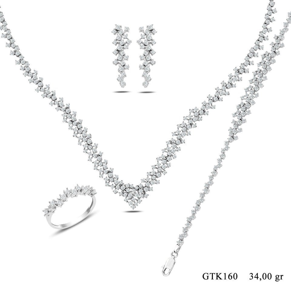 BARIŞ TAKI 925 Ayar Gümüş Tam Tur Montür Su Yolu Bayan Düğün Seti