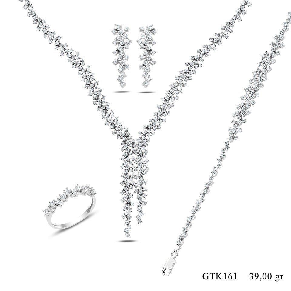 BARIŞ TAKI 925 Ayar Gümüş Tam Tur  Montür Su Yolu Bayan Düğün Seti