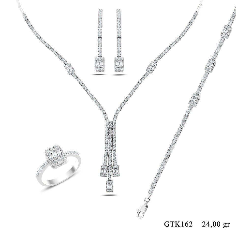 BARIŞ TAKI 925 Ayar Gümüş  Montür Su Yolu Bayan Düğün Seti