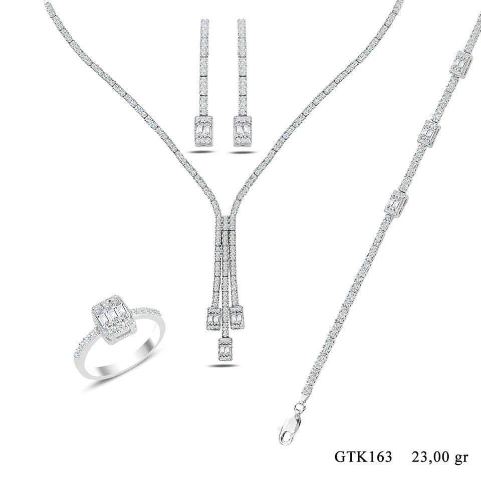 BARIŞ TAKI 925 Ayar Gümüş  Montür Su Yolu Bayan Düğün Seti