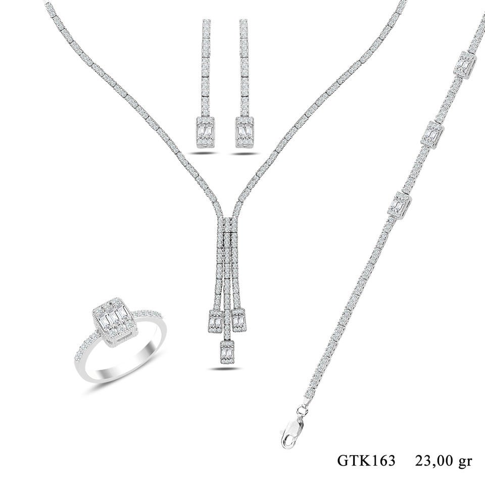 BARIŞ TAKI 925 Ayar Gümüş  Montür Su Yolu Bayan Düğün Seti