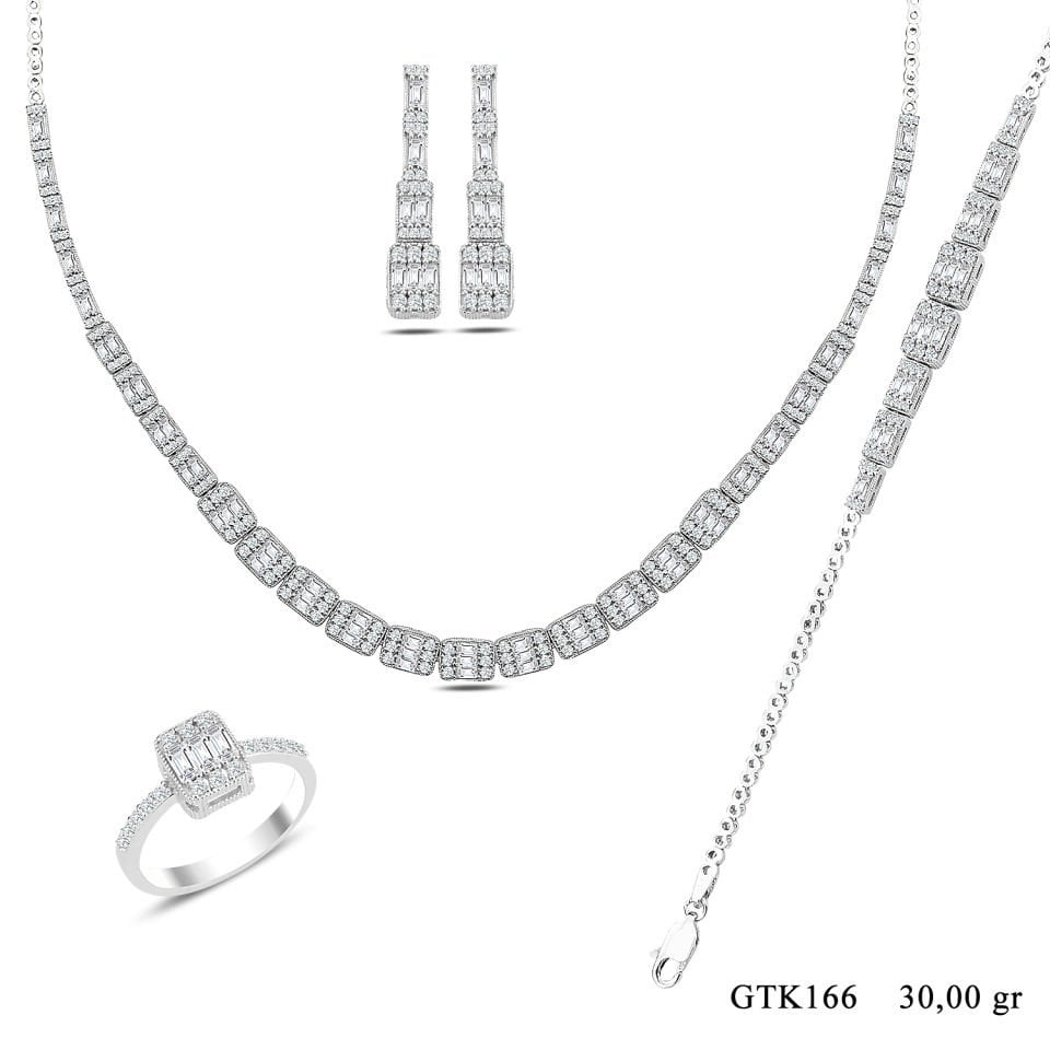 BARIŞ TAKI 925 Ayar Gümüş Baget Su Yolu Bayan Düğün Seti