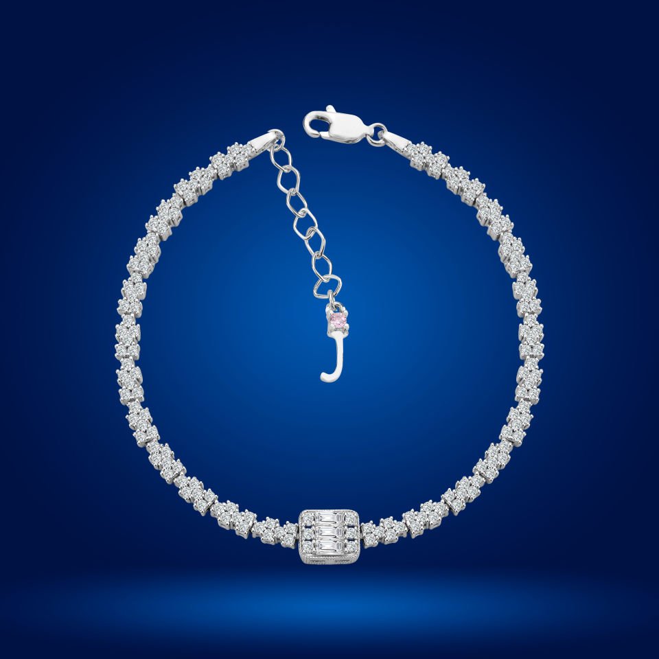 925 Ayar Gümüş Baget Model Zincir Harfli Su Yolu Bileklik J