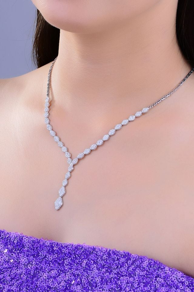 BARIŞ TAKI Kadın 925 Ayar Gümüş  Salkım Pırlanta Montür Su Yolu Set