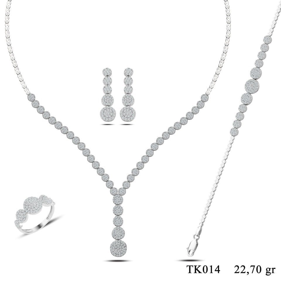 925 Ayar Gümüş Kalp Pırlanta Montür Su Yolu Set