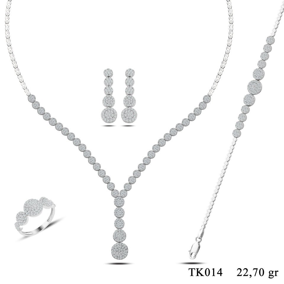 925 Ayar Gümüş Kalp Pırlanta Montür Su Yolu Set