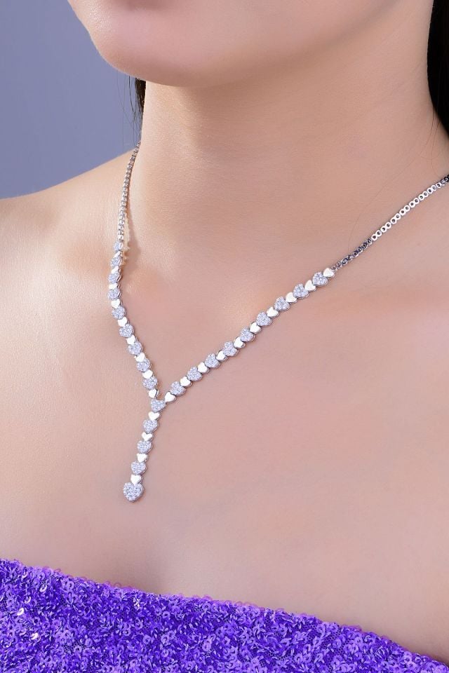 BARIŞ TAKI Kadın 925 Ayar Gümüş  Salkım Pırlanta Montür Su Yolu Set