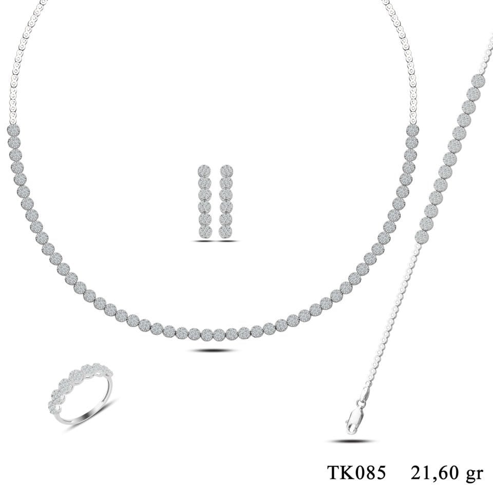 925 Ayar Gümüş Kalp Pırlanta Montür Su Yolu Set