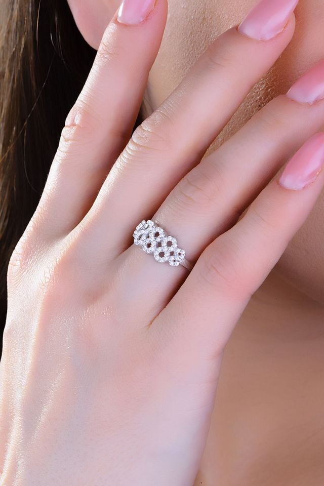 925 Ayar Gümüş Kalp Pırlanta Montür Su Yolu Set