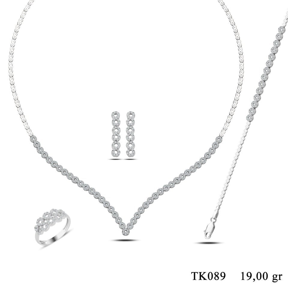 BARIŞ TAKI 925 Ayar Gümüş Pırlanta Montör Su Yolu Set
