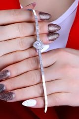 925 Ayar Gümüş 2 Sıra Beyaz V Hürrem Model Su Yolu Set