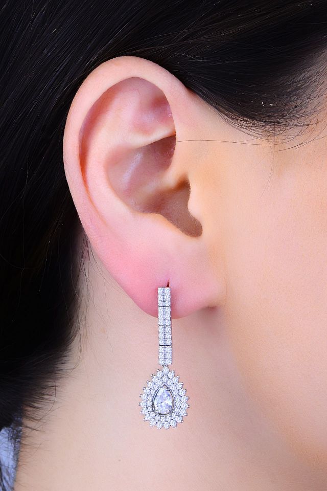 925 Ayar Gümüş 2 Sıra Beyaz V Hürrem Model Su Yolu Set