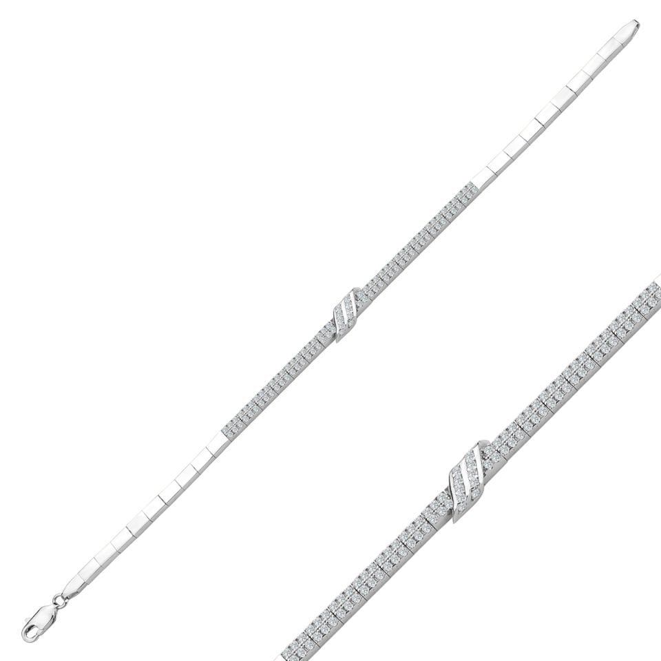 925 Ayar Gümüş 2 Sıra Kemerli Harfli Su Yolu Bileklik