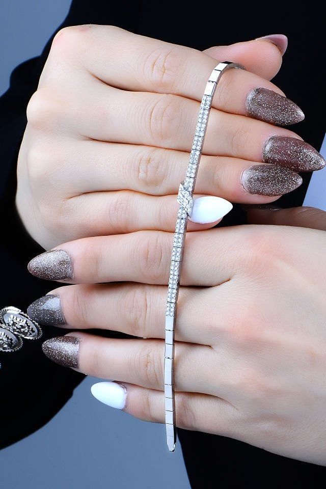 925 Ayar Gümüş 2 Sıra Kemerli Harfli Su Yolu Bileklik