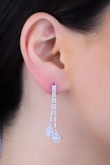 BARIŞ TAKI 925 Ayar Gümüş Salkım 3 Sıra Beyaz Damla Su Yolu Bayan Düğün Seti