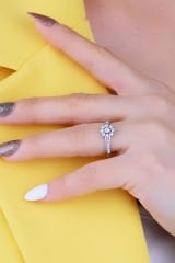 BARIŞ TAKI 925 Ayar Gümüş Beyaz Papatya Salkım Pırlanta Montür Su Yolu Düğün Seti