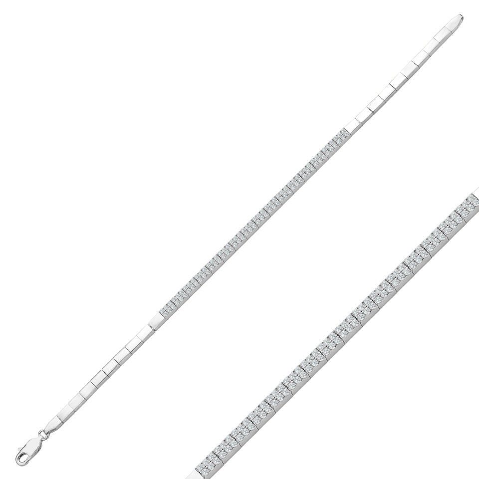 925 Ayar Gümüş 2 Sıra Düz Harfli Su Yolu Bileklik