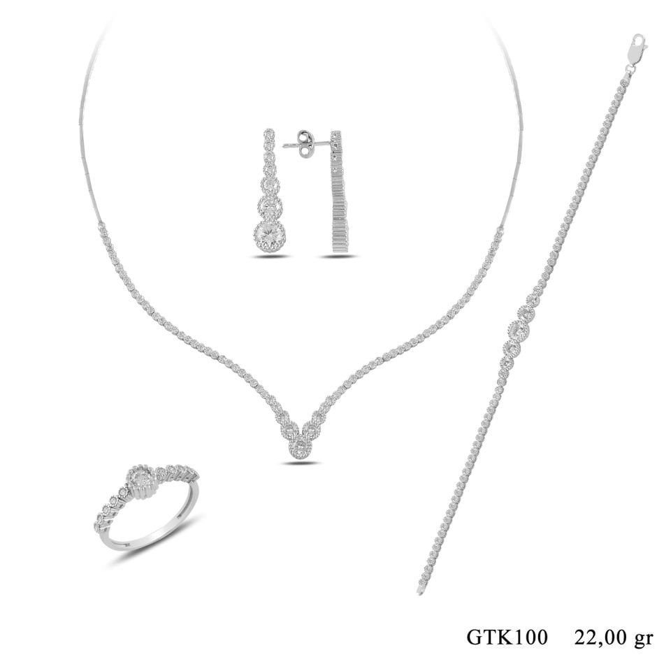 BARIŞ TAKI 925 Ayar Gümüş V Model Su Yolu Set