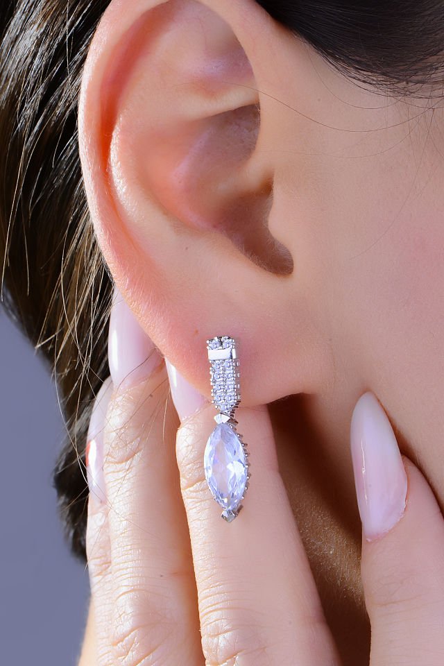 BARIŞ TAKI 925 Ayar Gümüş Pırlanta Taşlı Su Yolu Set