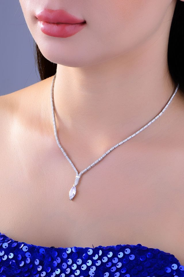 BARIŞ TAKI 925 Ayar Gümüş Pırlanta Taşlı Su Yolu Set