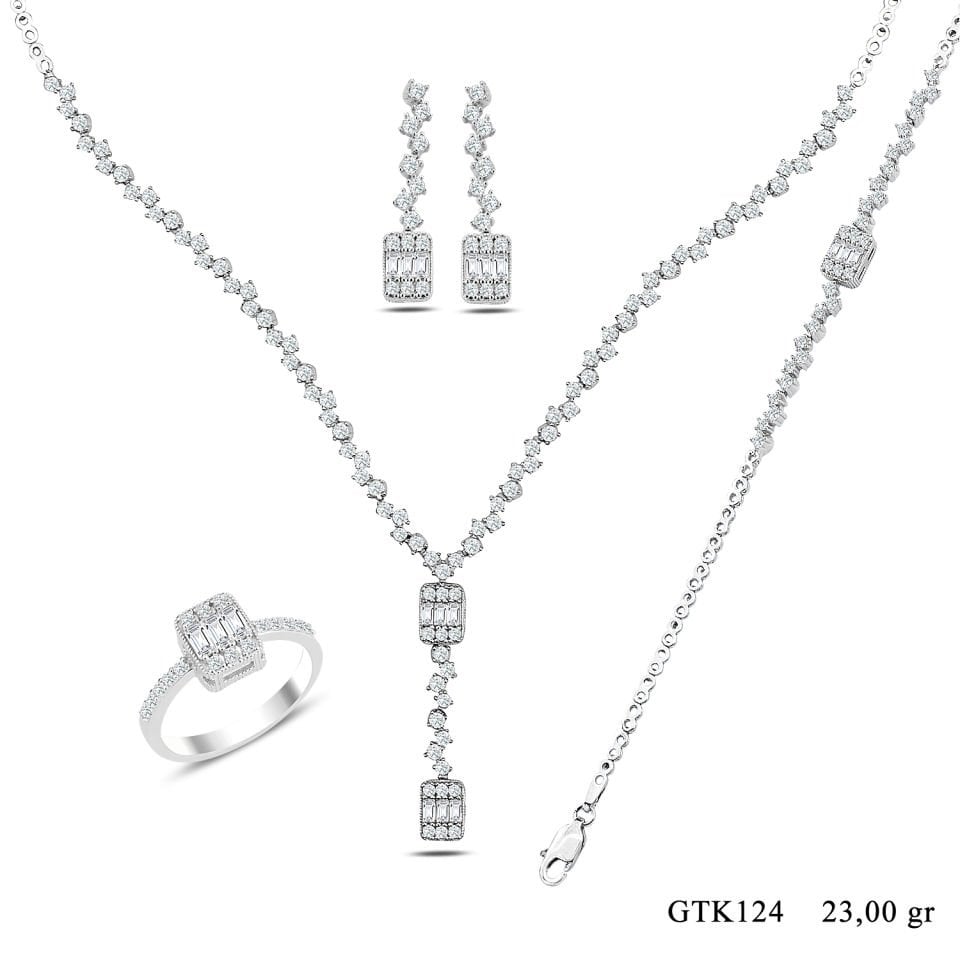 BARIŞ TAKI Kadın 925 Ayar Gümüş Baget Su Yolu Set