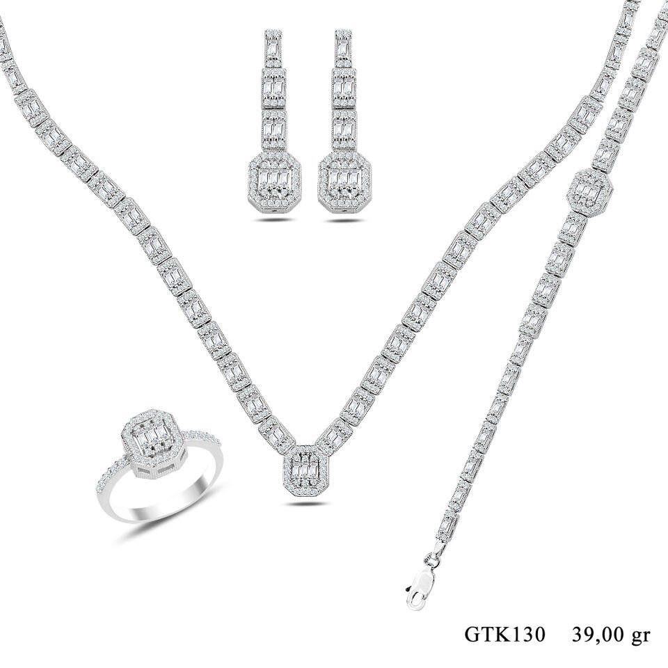 BARIŞ TAKI 925 Ayar Gümüş 2 Sıra Baget Su Yolu Set