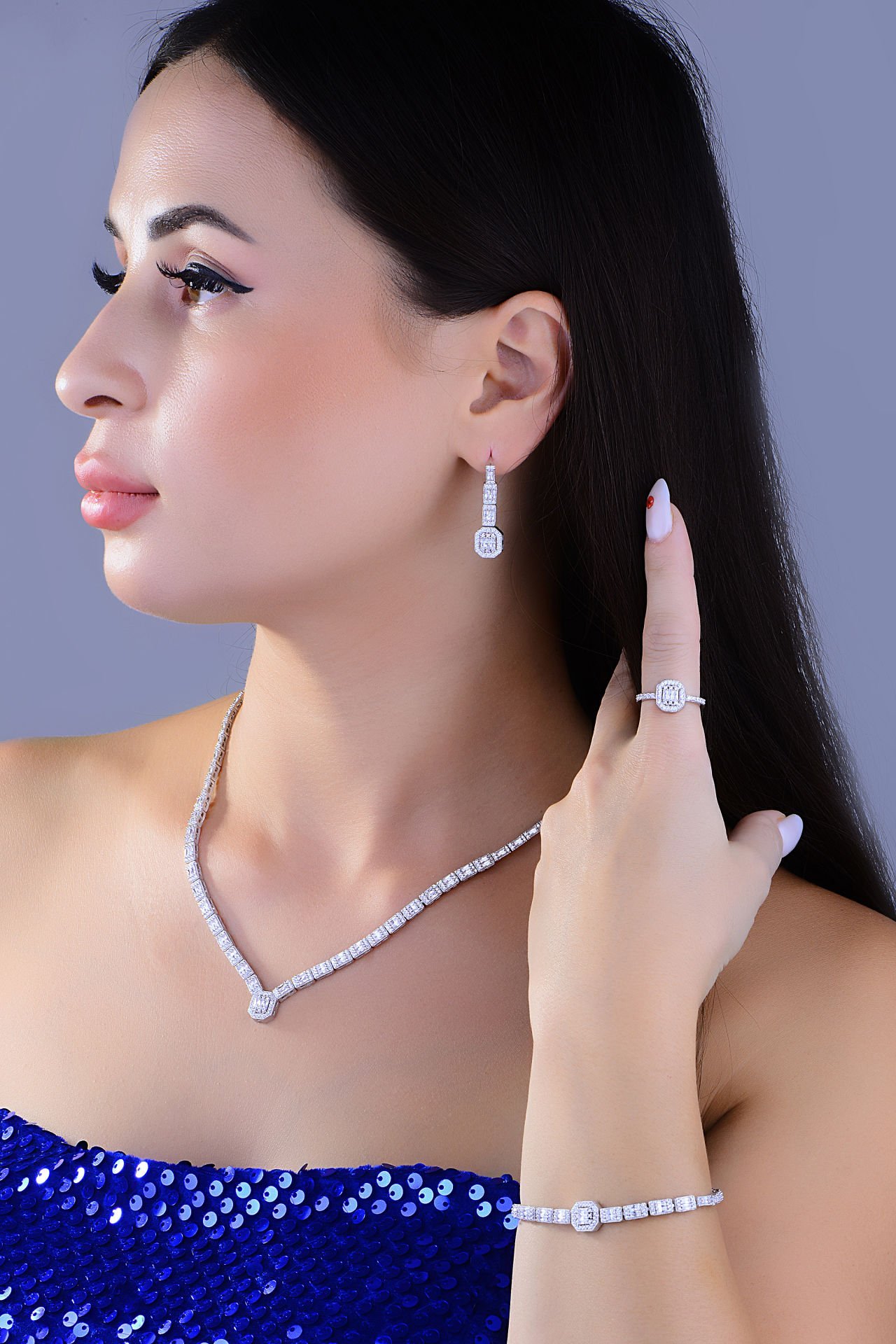 BARIŞ TAKI 925 Ayar Gümüş 2 Sıra Baget Su Yolu Set