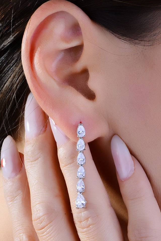 BARIŞ TAKI 925 Ayar Gümüş Tam Tur Damla Salkım Su Yolu Set