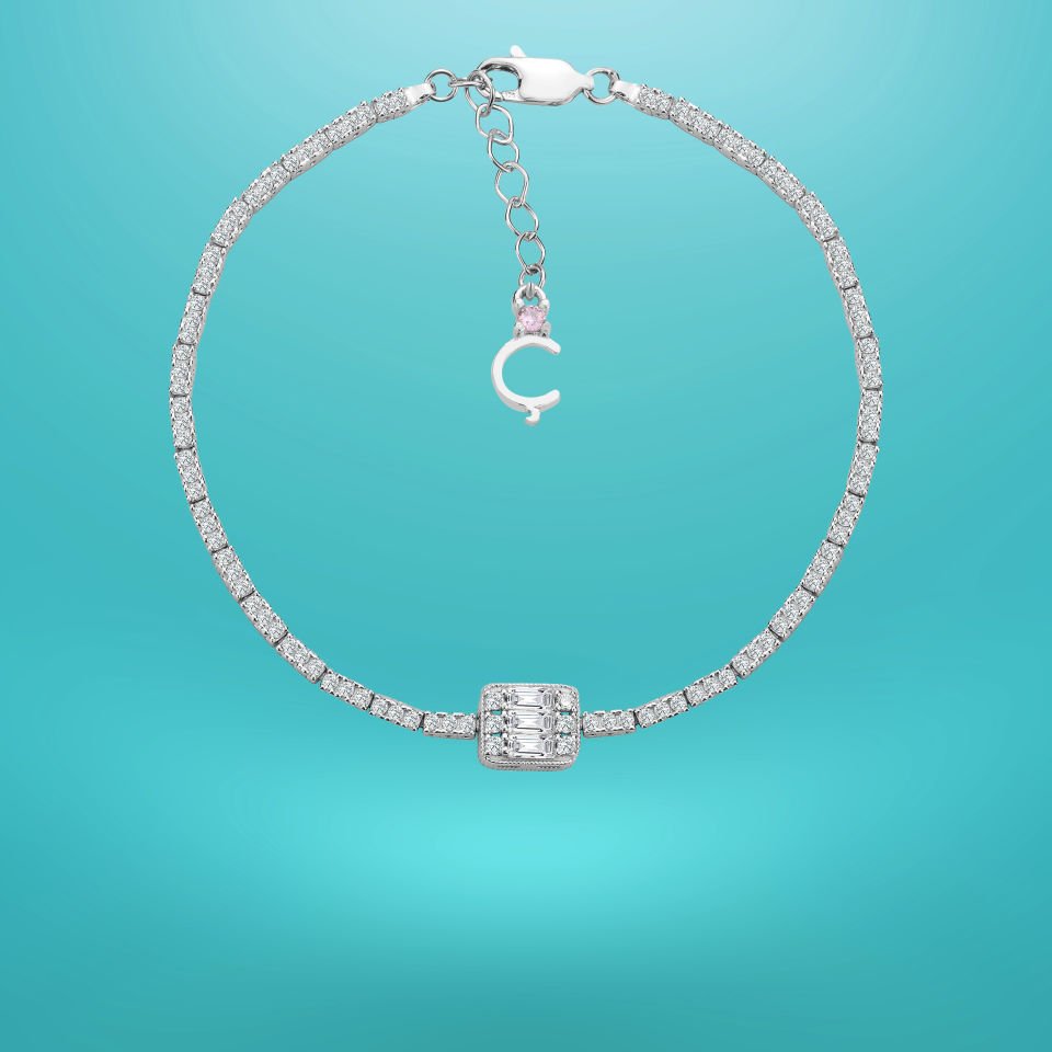 925 Ayar Gümüş Baget Zincir Harfli Su Yolu Bileklik Ç