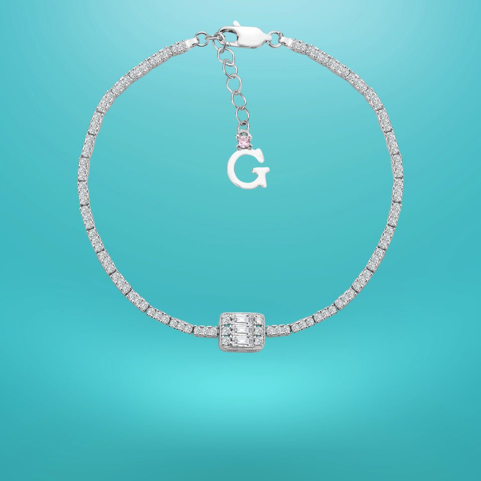 925 Ayar Gümüş Baget Zincir Harfli Su Yolu Bileklik Ğ