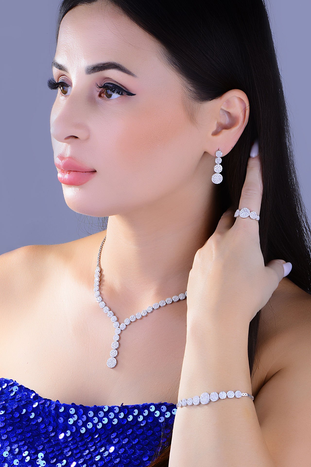 BARIŞ TAKI 925 Ayar Gümüş  Pırlanta Montör Su Yolu Set